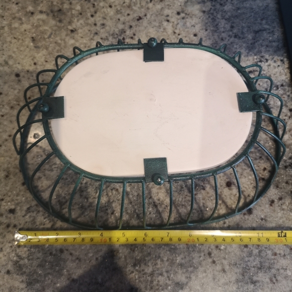 3 for$15 Green Oval 13"Metal Basket With Hand Painted Ceramic Tile Featuring - Picture 9 of 9